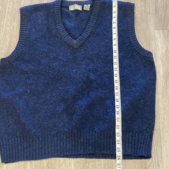 Mens Sweater Vest Large Y2K Preppy Grandpa Party 100% Wool Core Classic - Picture 4 of 5